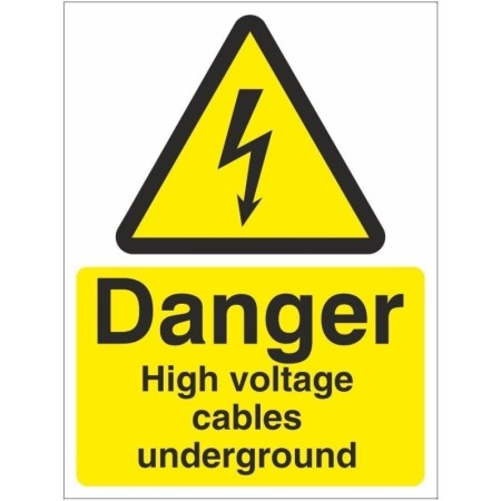 Danger high voltage cables underground electrical warning sign