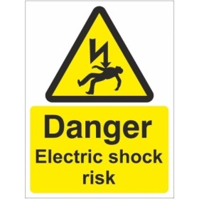 Danger electric shock risk warning sign with hazard symbol