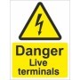 Danger Live Terminals electrical warning sign with hazard symbol