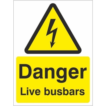 Danger Live Busbars electrical warning sign with lightning symbol