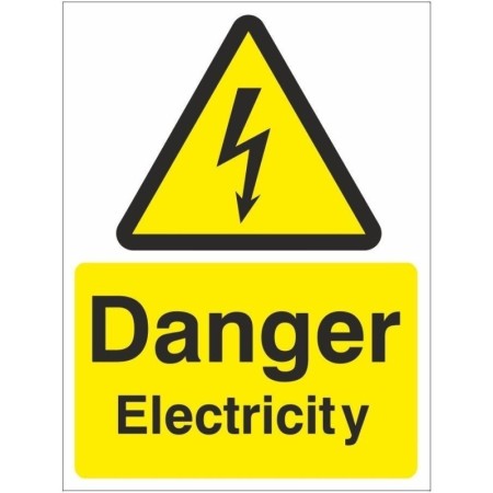 Danger Electricity warning sign with lightning bolt symbol