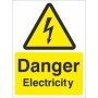 Danger Electricity warning sign with lightning bolt symbol
