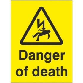 Danger of death electrical warning sign with hazard symbol