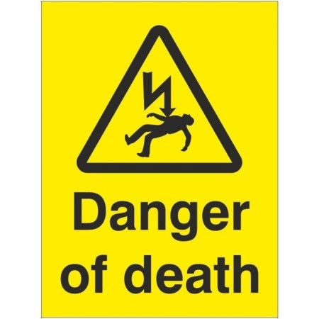 Danger of death electrical warning sign with hazard symbol