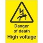 Danger of death high voltage electrical warning sign with shock hazard symbol