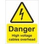Danger high voltage cables overhead electrical warning sign