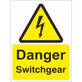 Danger Switchgear electrical hazard warning sign with lightning symbol