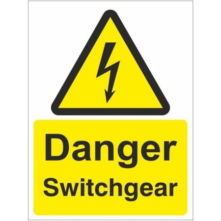 Danger Switchgear electrical hazard warning sign with lightning symbol