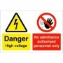 Danger high voltage no admittance authorised personnel only safety sign