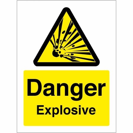Danger explosive warning safety sign with explosion symbol