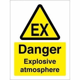 Danger explosive atmosphere warning sign with EX symbol