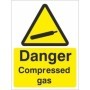 Danger compressed gas warning safety sign with gas cylinder symbol