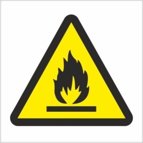 Flammable hazard symbol warning sign with flame icon