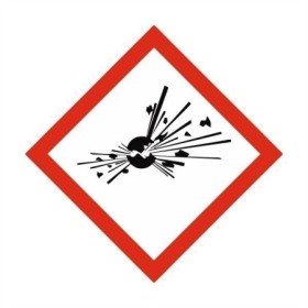 Explosive hazard GHS label sticker with red diamond and explosion symbol