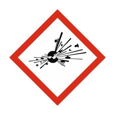 Explosive hazard GHS label sticker with red diamond and explosion symbol