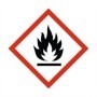Highly flammable GHS label sticker with flame symbol in red diamond