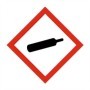 Compressed gas GHS label sticker with gas cylinder symbol in red diamond