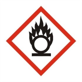 oxidizing hazard flame over circle safety sign