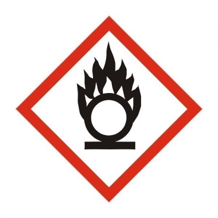 oxidizing hazard flame over circle safety sign
