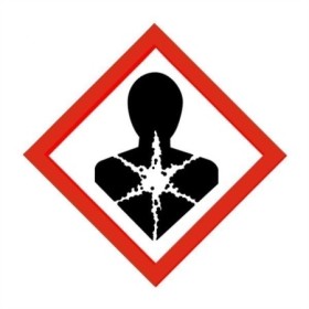 GHS long term health hazard symbol sign with human silhouette and chest star