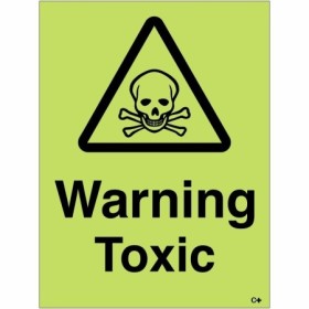 Warning toxic sign with skull and crossbones symbol glow in the dark