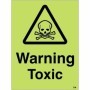 Warning toxic sign with skull and crossbones symbol glow in the dark