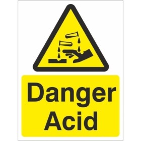 Danger Acid corrosive warning safety sign with symbol