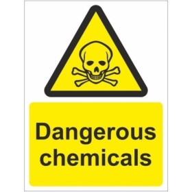 Dangerous chemicals toxic warning sign with skull and crossbones symbol