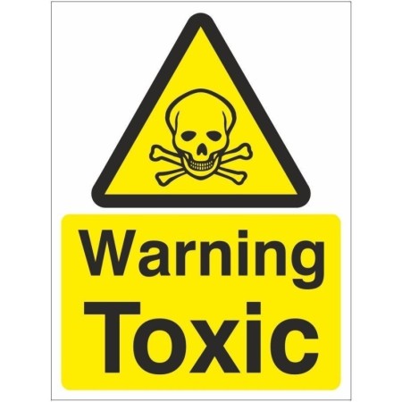 Warning toxic sign with skull and crossbones symbol on yellow background