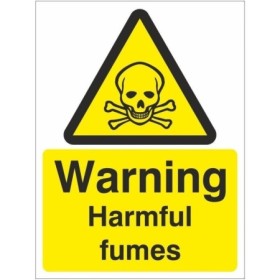 Warning harmful fumes toxic hazard sign with skull and crossbones symbol