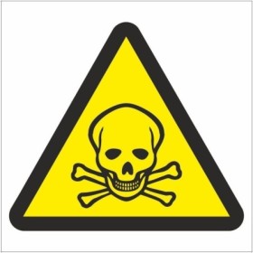 Toxic symbol warning sign with skull and crossbones on yellow background