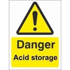 Danger Acid Storage warning sign with hazard symbol