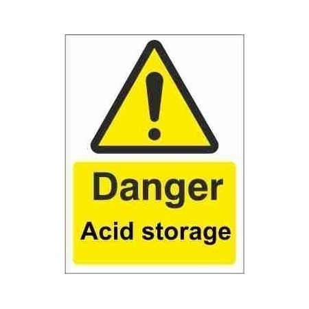 Danger Acid Storage warning sign with hazard symbol