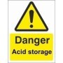 Danger Acid Storage warning sign with hazard symbol