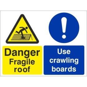 Danger Fragile Roof Use Crawling Boards safety sign