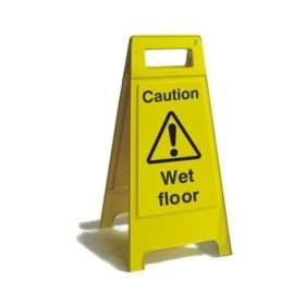 Caution wet floor free standing yellow warning sign