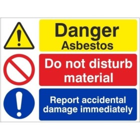 Danger Asbestos Do Not Disturb Material safety sign with symbols