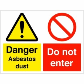 Danger asbestos dust do not enter safety sign with warning and prohibition symbols