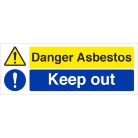 Danger Asbestos Keep Out warning sign with symbols