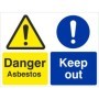 Danger Asbestos Keep Out safety sign with hazard symbols