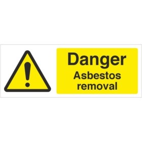 Danger Asbestos Removal safety warning sign with hazard symbol