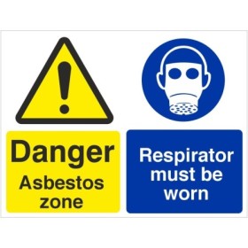 Danger asbestos zone respirator must be worn safety sign with warning and mandatory symbols