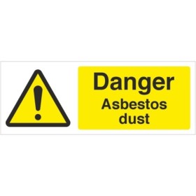 Danger Asbestos Dust warning sign with hazard symbol