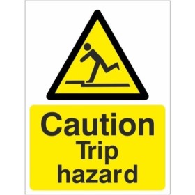 Caution Trip Hazard warning sign with slipping figure symbol