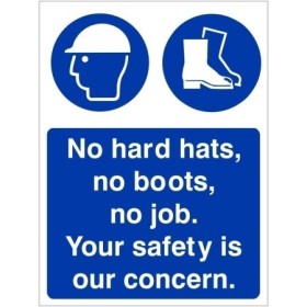 No hard hats no boots no job mandatory PPE safety sign