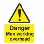 Danger Men Working Overhead warning sign with triangle symbol