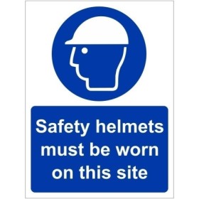 Safety helmets must be worn on this site mandatory PPE sign