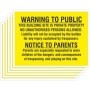 Warning to public building site private property no unauthorised persons sign