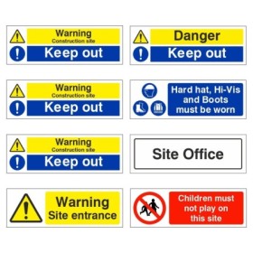 Construction site safety signs pack with keep out PPE and warning site entrance signs