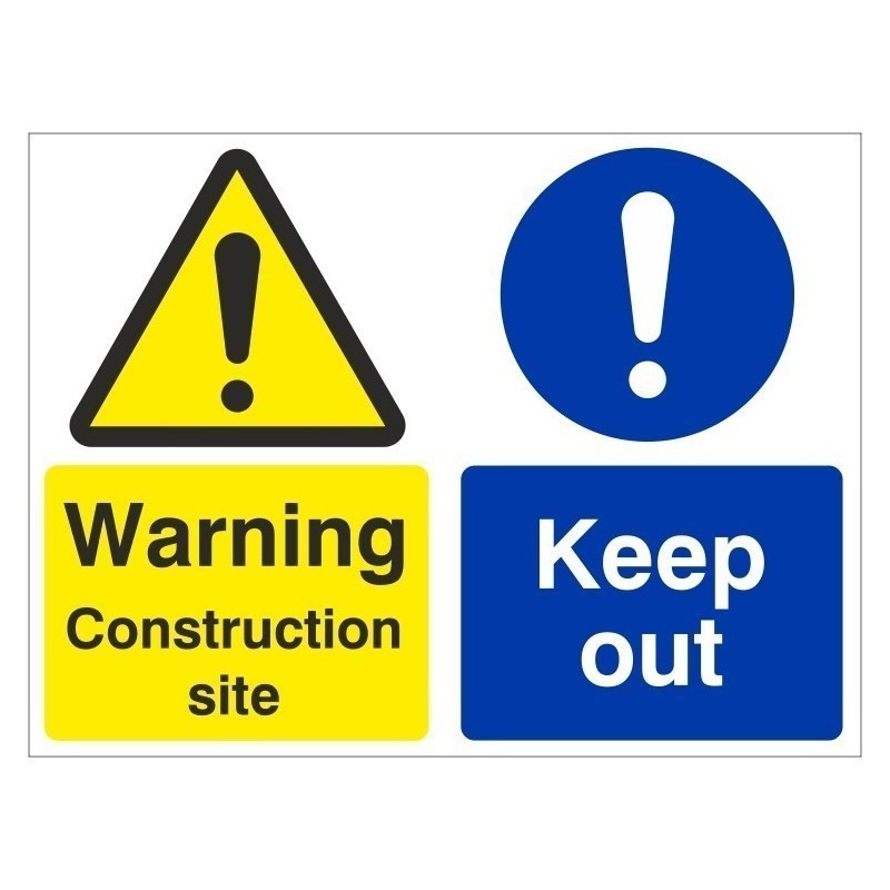 Warning Construction Site Keep Out Sign - BS 5499 Compliant | Safety ...